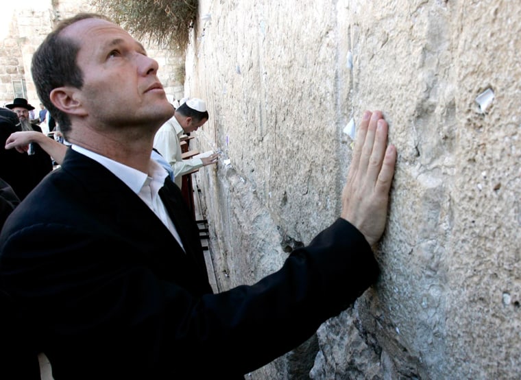 Mayor of Jerusalem candidate Nir Barkat at Western Wall in Jerusalem on election day